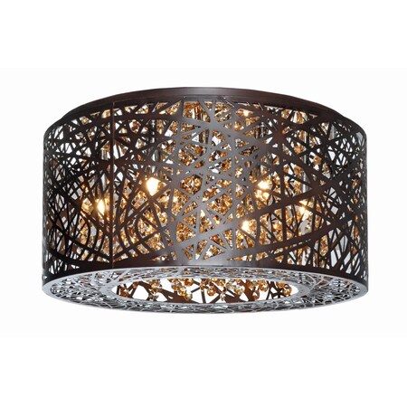 Intense Inca 7 Light Bronze Flush Mount Ceiling Light in Without Bulb, Cognac - 16 in. IN286880
